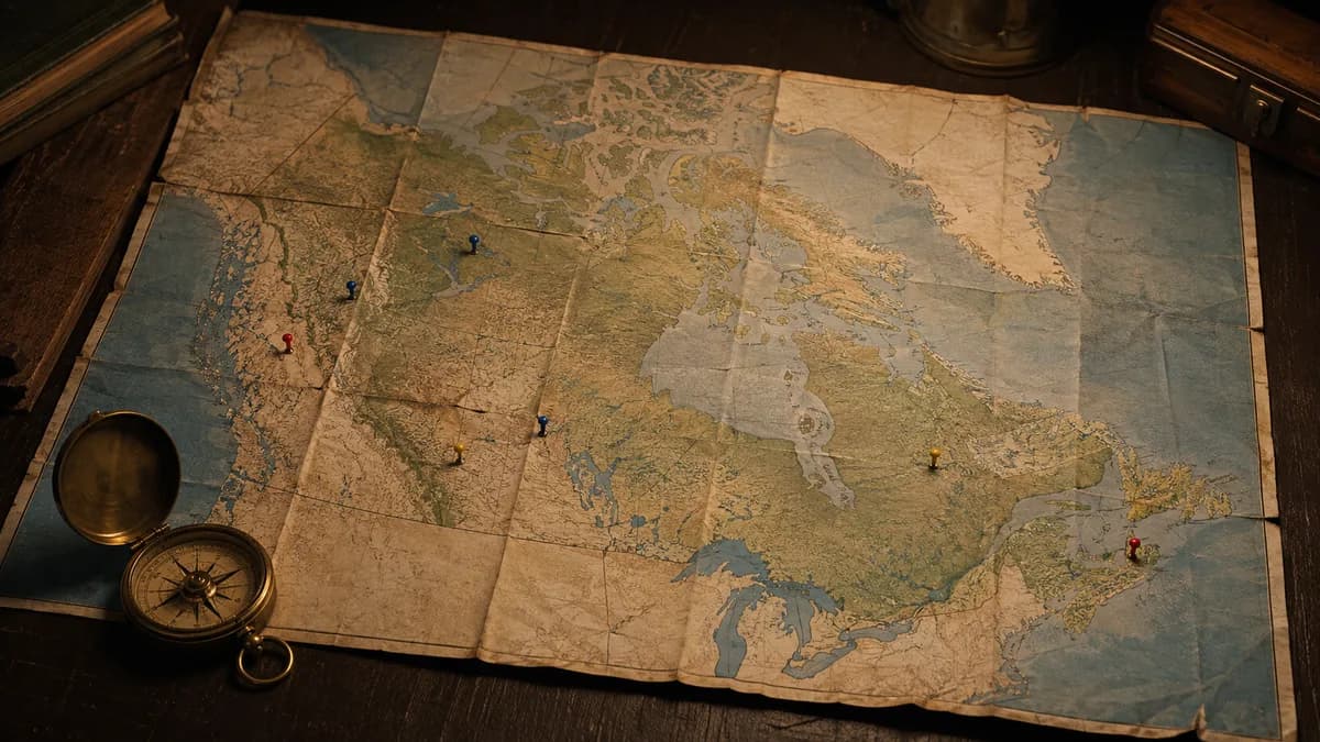 Map of Canada showing the 13 provinces and territories with each capital city marked by a dot