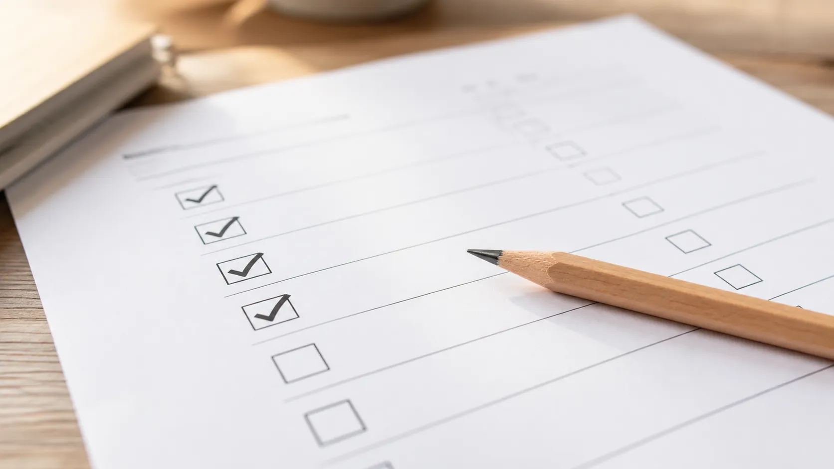 Close-up of a multiple-choice answer sheet with a pencil