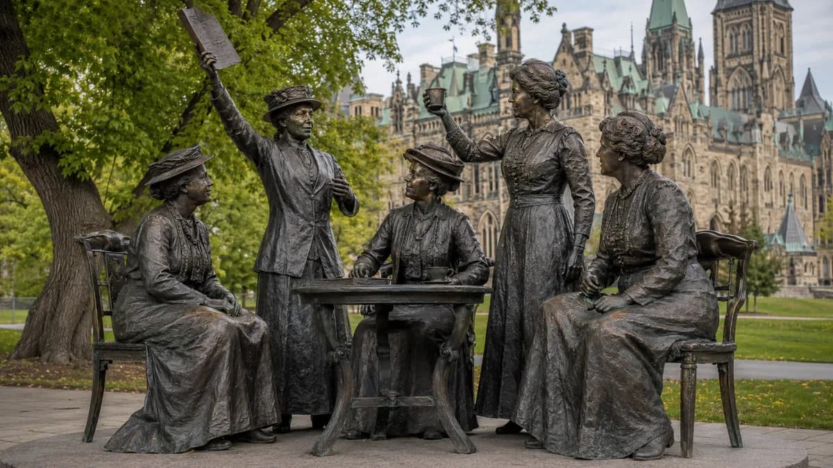 The Famous Five statue on Parliament Hill in Ottawa